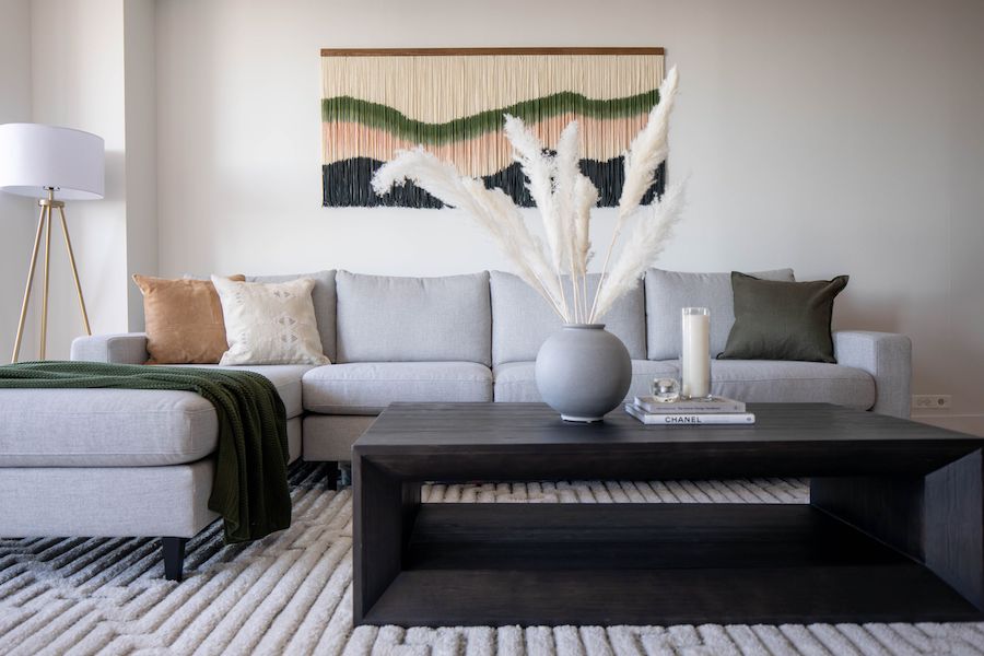 Gray Sofa In A Living Room