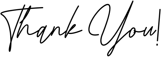 The phrase "Thank You!" written in a large, elegant, black cursive font on a plain light background.